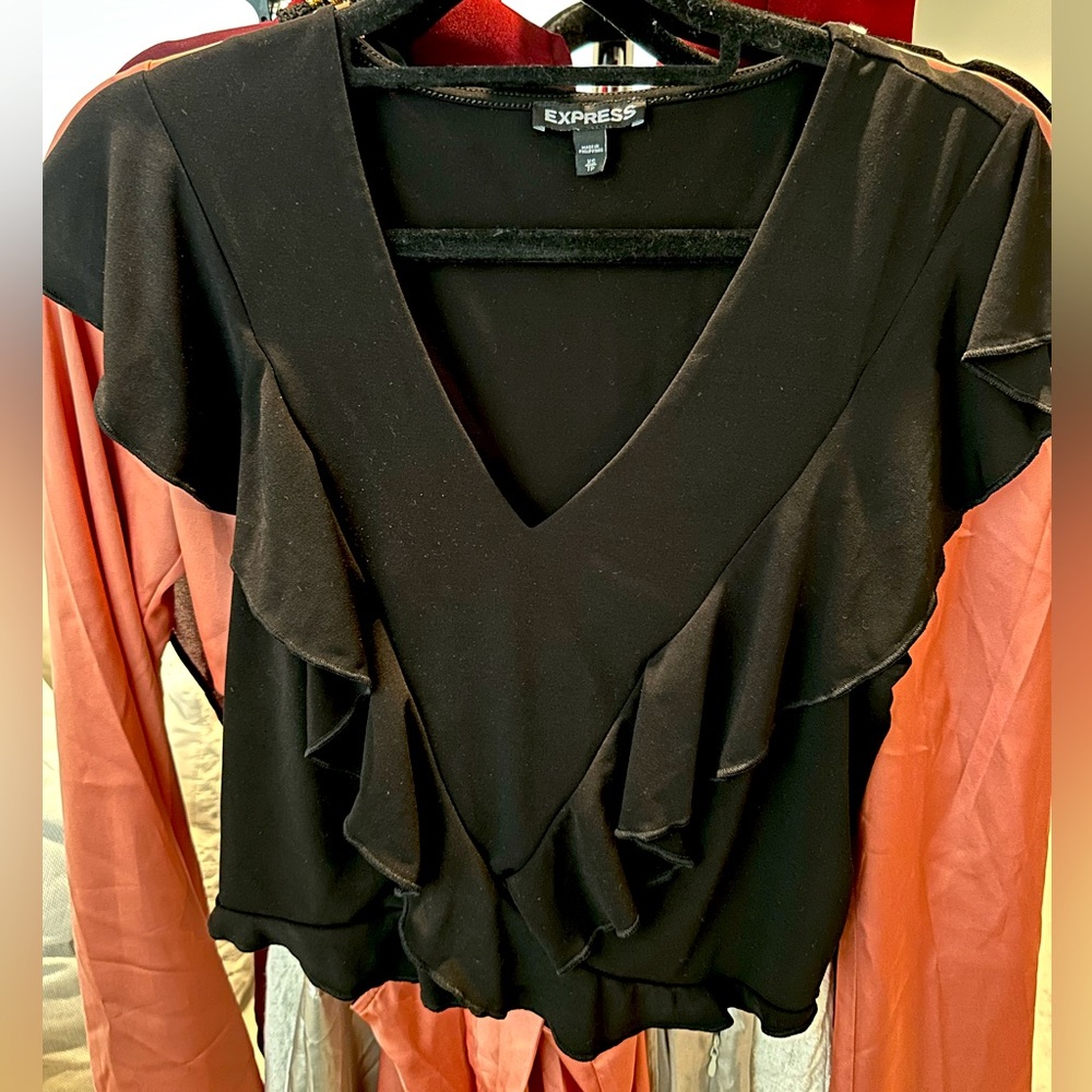Black EXPRESS Ruffled Blouse